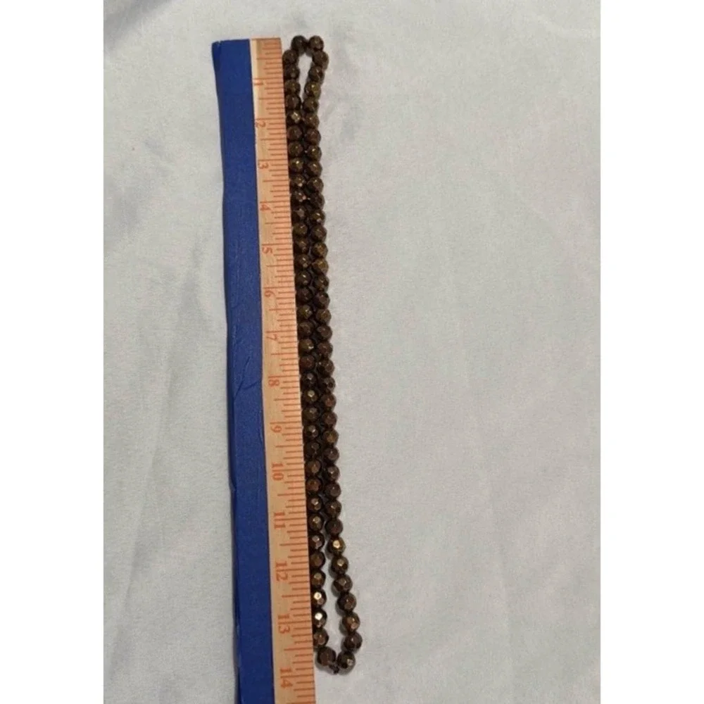 Womens Faceted Metallic Bronze Beaded Strand Necklace 28 Inch Continuous‎ Loop
